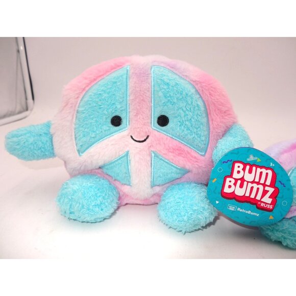 BUM BUMZ RetroBumz Megs The Peace Sign 8” Soft Plush Kellytoy NWT NEW and 5" - Picture 2 of 10